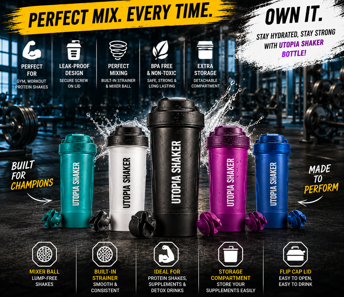 Utopia Shaker Bottle – Premium Protein &amp; Creatine Shaker